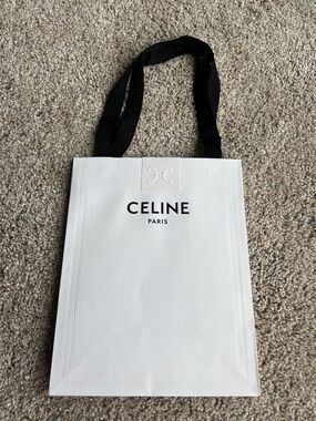 Celine Two-Tone White Tote with Black Handles